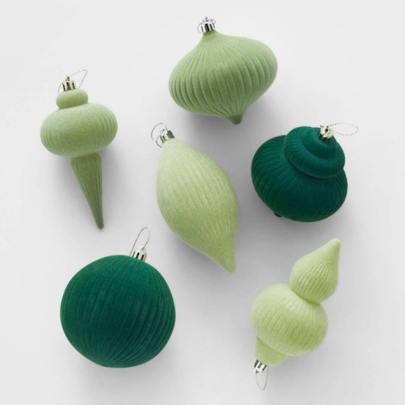 Flocked Finial Christmas Tree Ornament Set 6pc - Wondershop - Picture 2 of 3